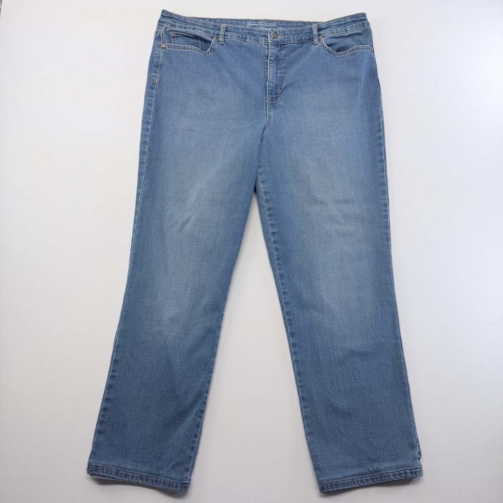 Gloria Vanderbilt Rail Straight Jeans Blue Slimming Effect Size 18 Average